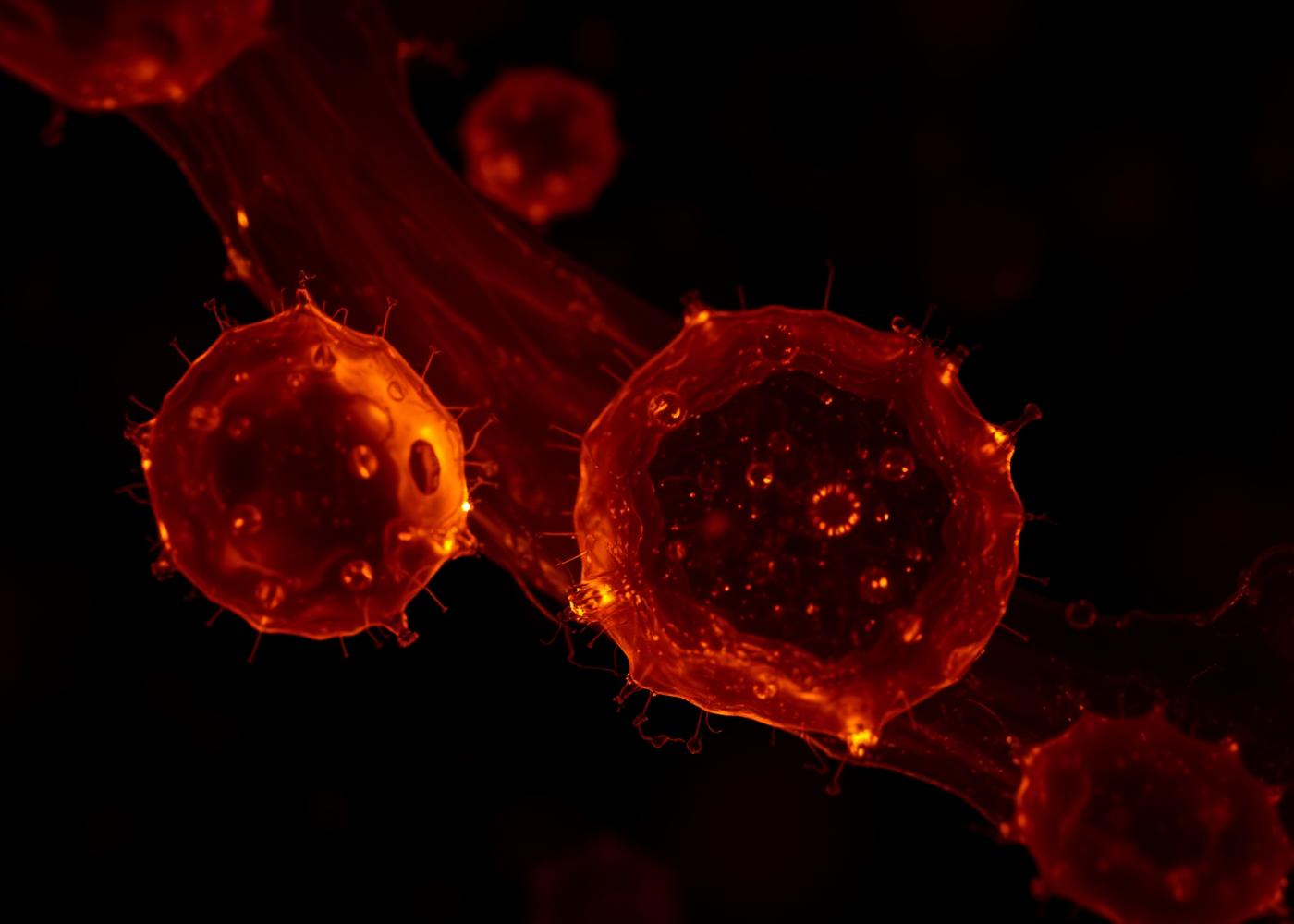 Macro microscopy art of translucent amber cells and membranes